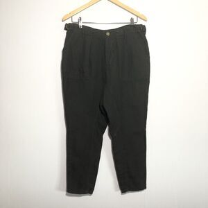 Free People Harem Pants Womens 2 Green Olive Linen Blend Button Fly Lagenlook